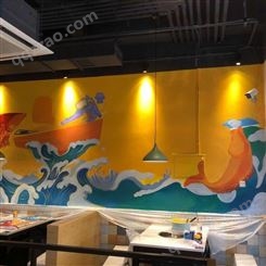 成都墙体彩绘 餐饮店壁画 画师原创设计方案
