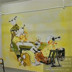 成都墙绘房地产样板间彩绘 卡通风格写实主义墙绘