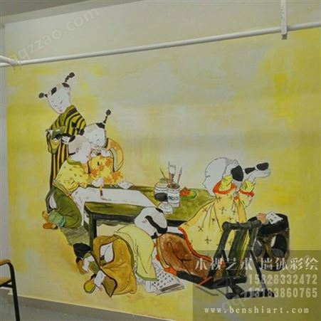 成都墙绘房地产样板间彩绘 卡通风格写实主义墙绘