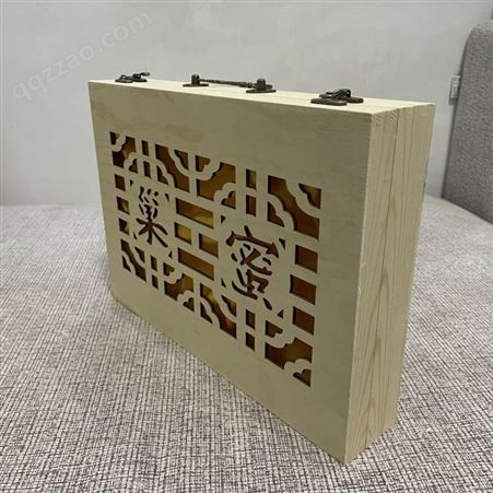CY-019天然松木桐木定制蜂蜜食品木质包装盒 镂空雕刻礼品盒