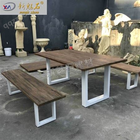 混凝土景区仿木桌凳组合 游乐场餐饮休闲区桌椅 简约户外水泥凳子