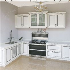 简约白全铝厨房橱柜 仿实木厨房灶台 铝合金橱柜门板 百和美