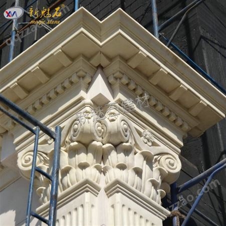 GRC工厂供应别墅外墙装饰构件 水泥梁托窗套腰线檐口线罗马柱定制
