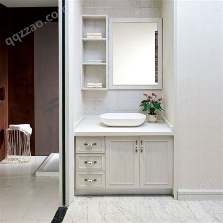 百和美全铝阳台柜洗衣柜组合 欧式洗脸盆洗手盆柜组合 美式浴室柜来图定制