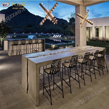 2021出口款创意水泥吧台组合大型户外酒店桌椅长方形餐桌定制