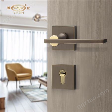雅金 室内纯铜木门锁 现代卧室门锁