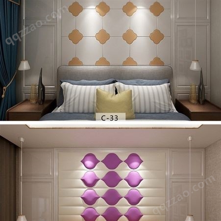 新中式山水画电视背景墙硬包沙发墙酒店卧室床头沙发 硬包背景墙