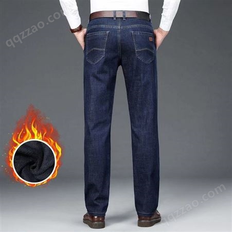 男装牛仔裤2021冬季加绒保暖男式弹力商务品质加厚男长裤
