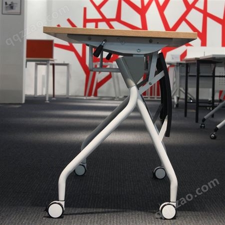 折叠桌 可推行 可移动 刹车万向转轮面 培训会议桌