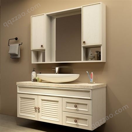 华铝家居现代简约太空铝轻奢浴室柜组合卫浴柜石英石台面白橡木色