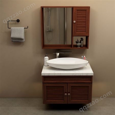 华铝家居铝合金现代简约太空铝浴室柜组合挂墙式卫浴柜石英石台面